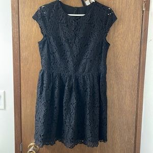 H&M black lace dress with button up back, size 10, GUC